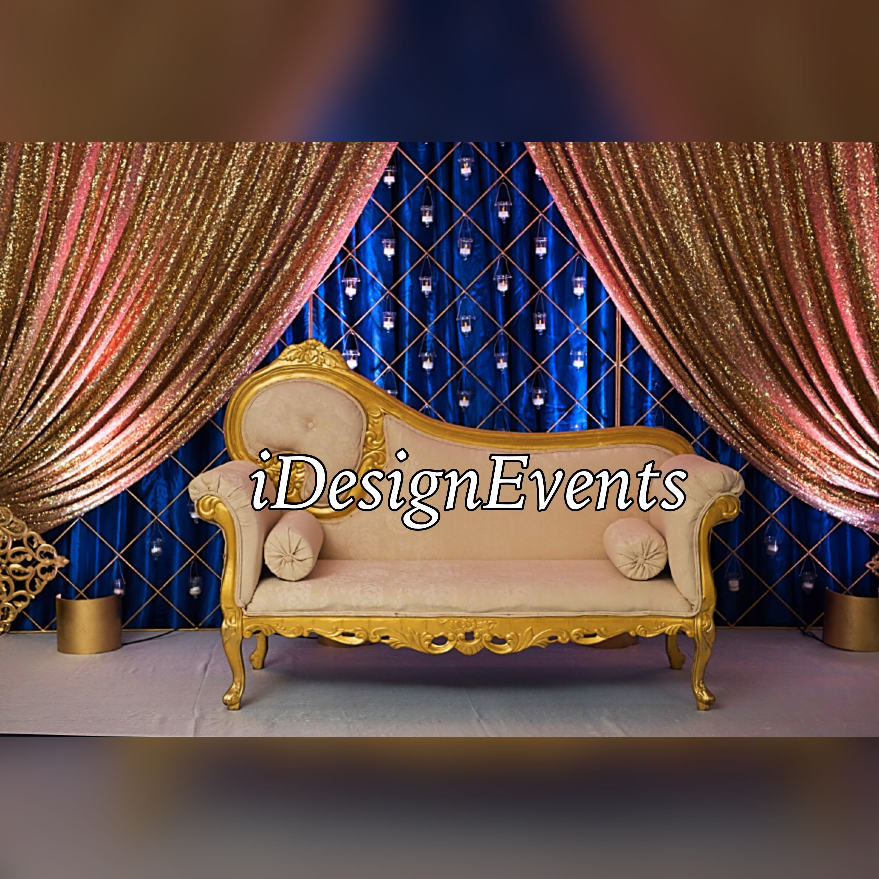 Tea Light Backdrop Royal Blue Wedding Decor Gold Maharani Wedding