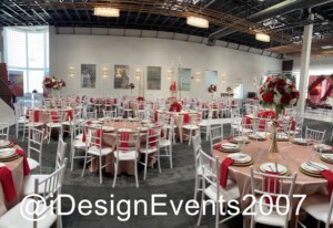 Citrus Town Events Center Citrus Heights California Wedding Reception Decor Red and Pink