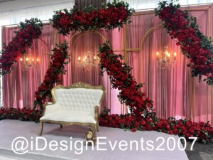 Citrus Town Events Center Citrus Heights California Wedding Reception Decor Red and Pink