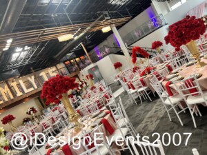 Citrus Town Events Center Citrus Heights California Wedding Reception Decor Red and Pink