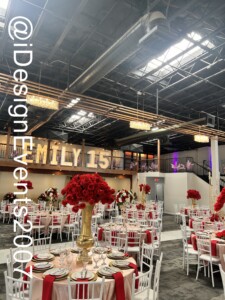 Citrus Town Events Center Citrus Heights California Wedding Reception Decor Red and Pink