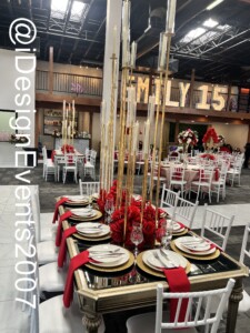 Citrus Town Events Center Citrus Heights California Wedding Reception Decor Red and Pink